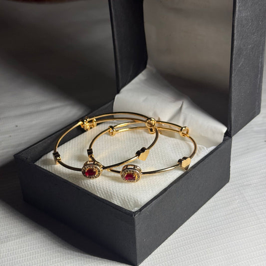 Red Classic Round Bracelet - Pair of 2