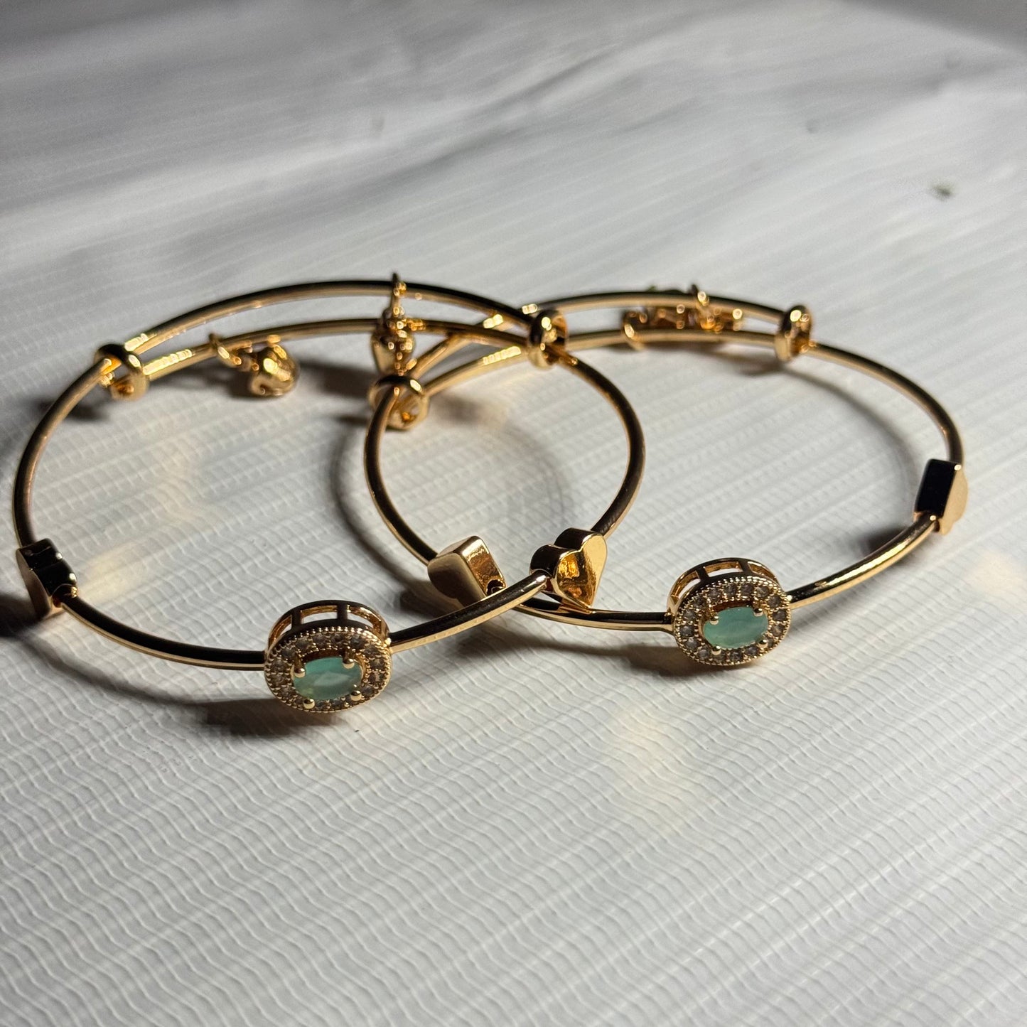 Green Classic Round Bracelet - Pair of 2