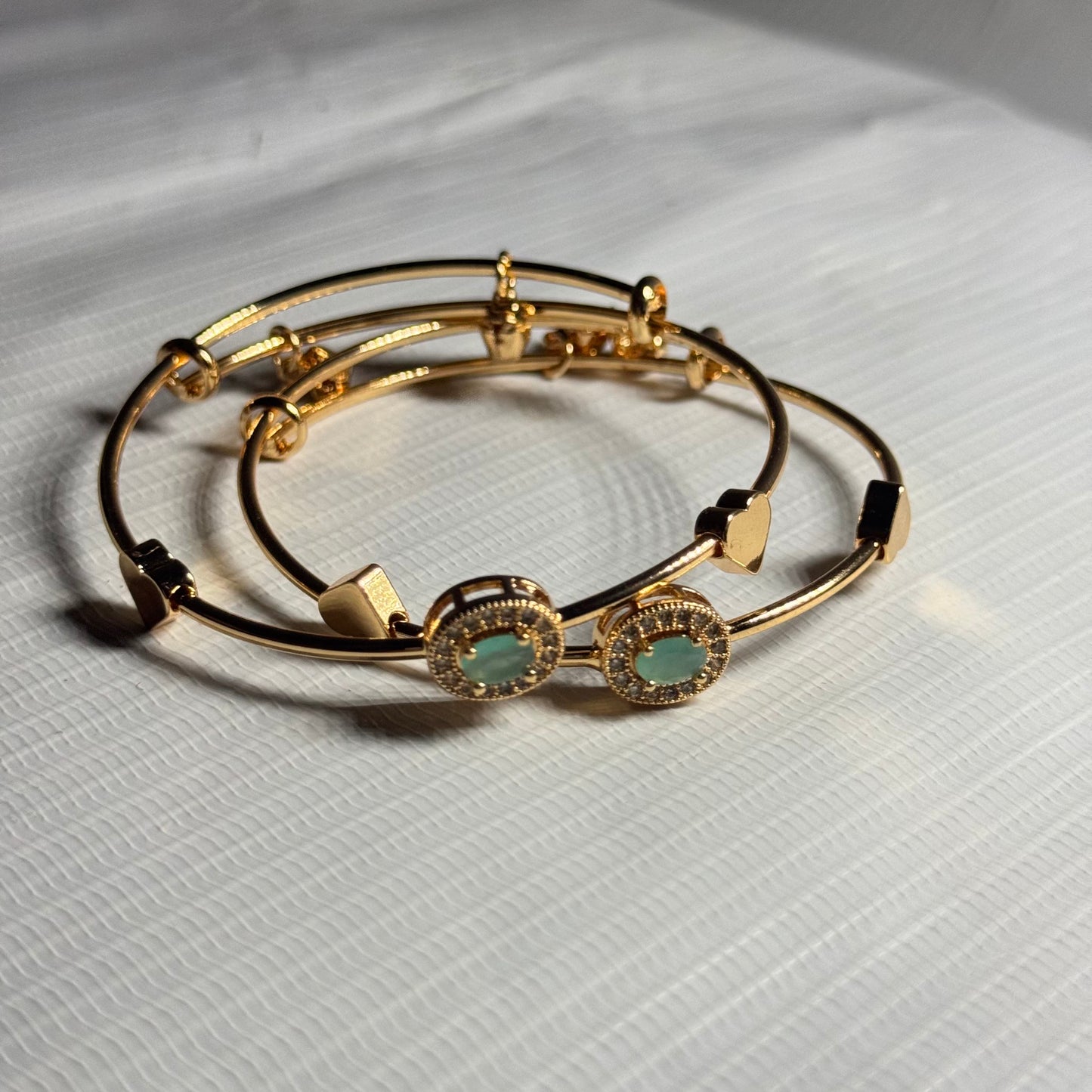 Green Classic Round Bracelet - Pair of 2