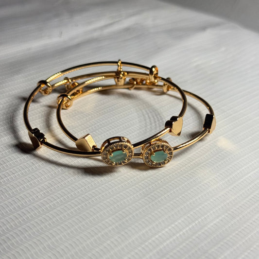 Green Classic Round Bracelet - Pair of 2