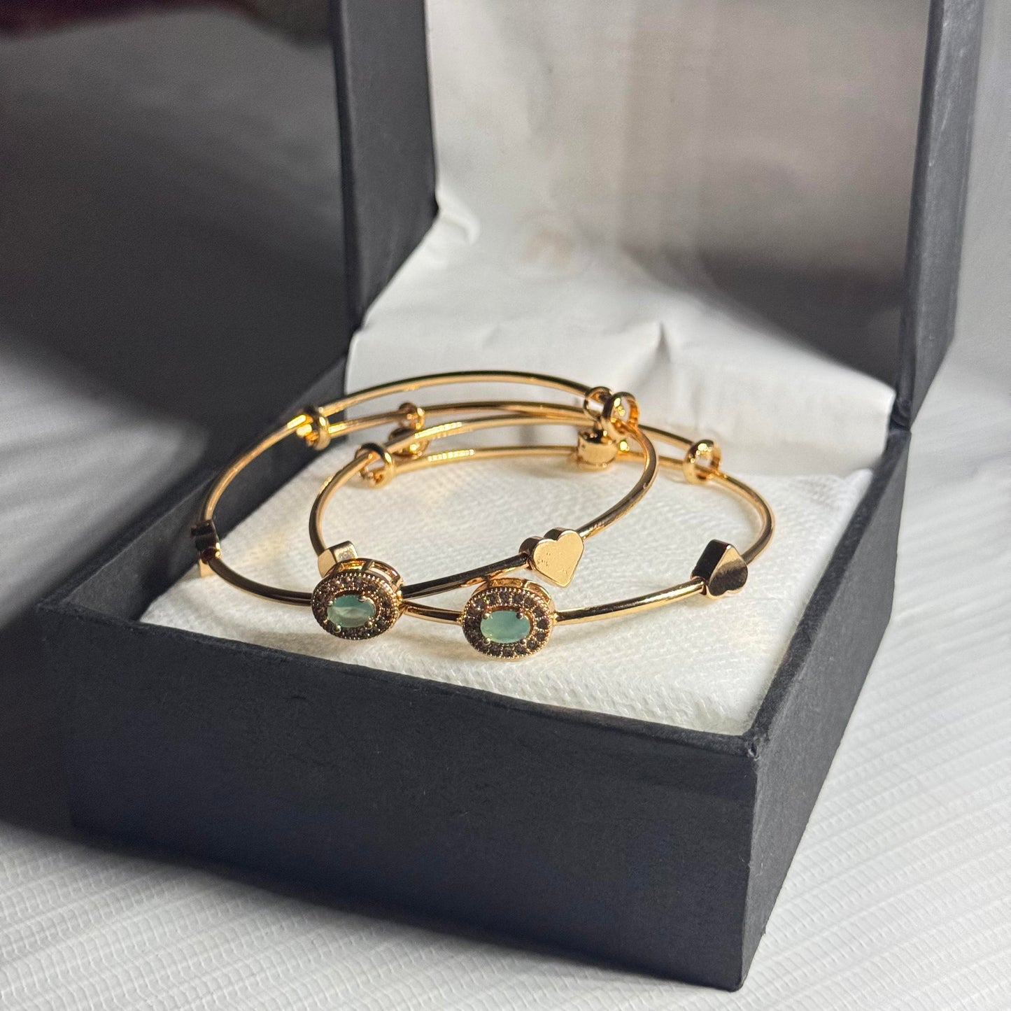 Green Classic Round Bracelet - Pair of 2