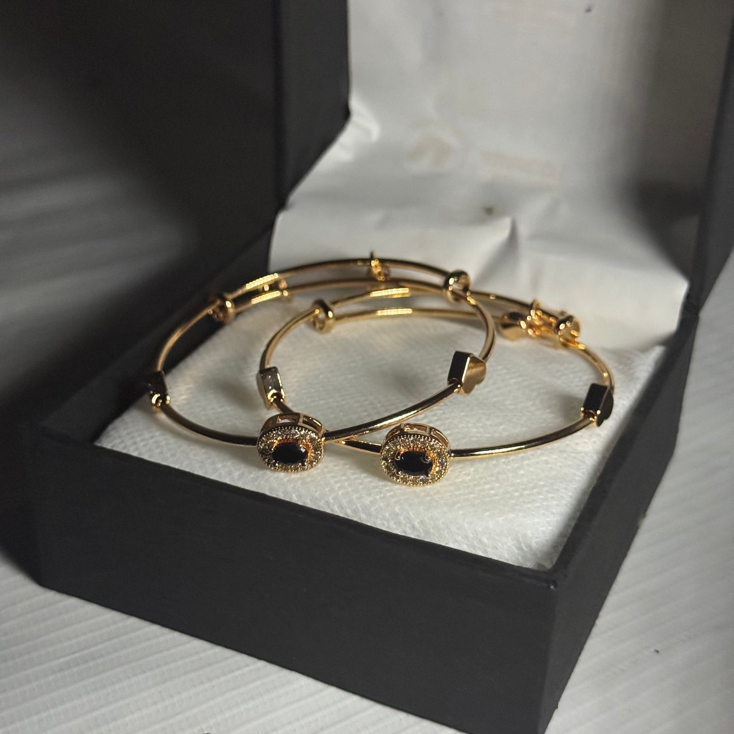 Black Classic Round Bracelet - Pair of 2