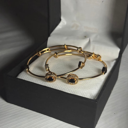 Black Classic Round Bracelet - Pair of 2