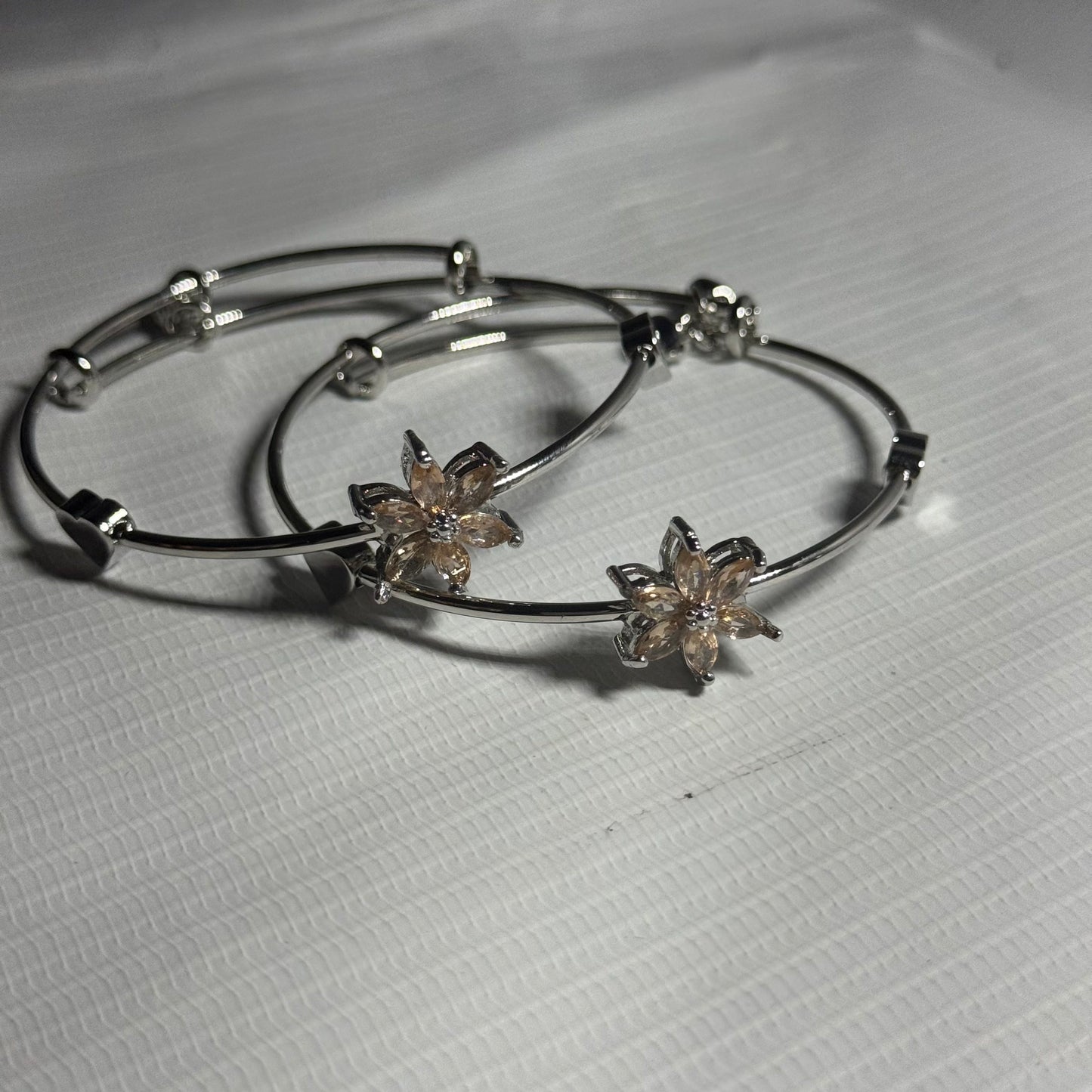 Silver and Beige Elegant Round Bracelet