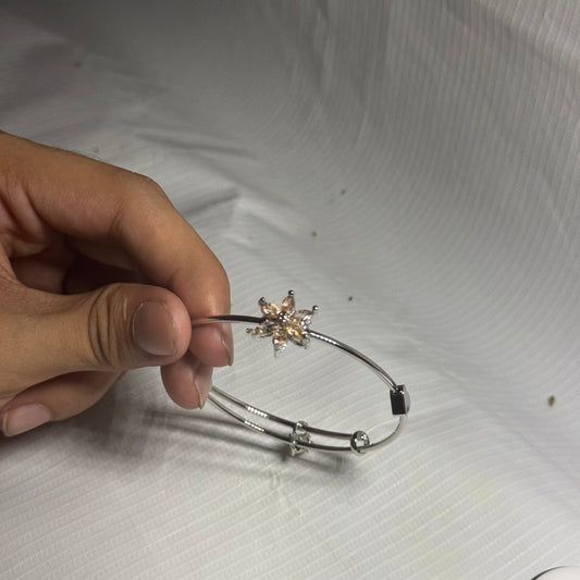 Silver and Beige Elegant Round Bracelet